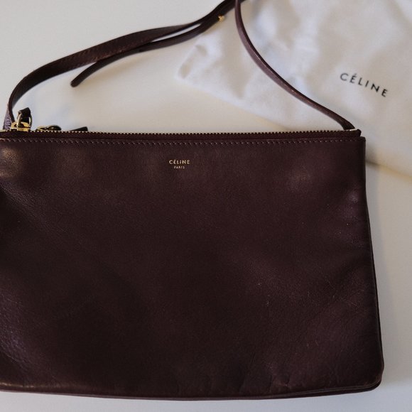Celine Lambskin Large Trio Crossbody Bag Burgundy - Picture 2 of 11